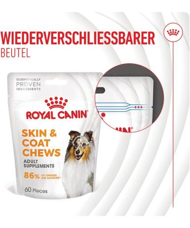 Royal Canin Skin Coat Chews | Double Pack | 2 x 240 g | Snacks for Adults Dogs of All Sizes & Breeds | In Resealable Bag | Developing with Veterinarians | With Poultry Protein - Buy Online on GoSupps.com