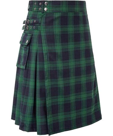 Buy Stylish Red Checked Scottish Kilt - Men's Traditional High Waist Short Skirt | Retro Patchwork Design - Z11301-Green L - Buy Online on GoSupps.com