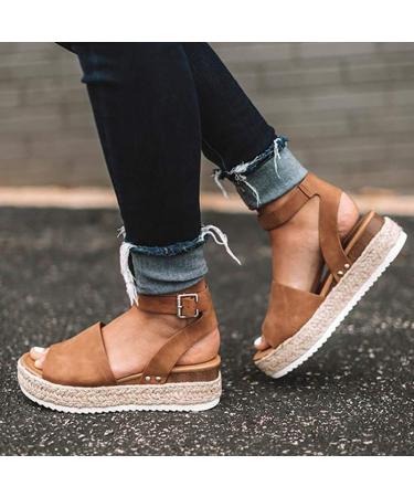 Shop Retro Peep Toe Wedge Sandals for Women - Summer Fashion High Heels - Espadrilles in Black & Brown EU Sizes 38-43 - Buy Online on GoSupps.com