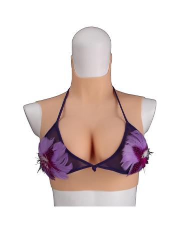 Knobico high collar realistic silicone breast shapes fake breast breasts enhancer suitable for halloween christmas mastectomy prosthesis weddings cosplay (size: e 1350g) e 1350g