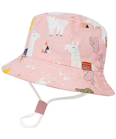 XYIYI Kids Bucket Hat Adjustable Sun Hats Breathable Beach Hat for Boys Girls 2-4 Years Pink Alpaca - Buy Online on GoSupps.com