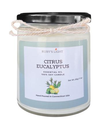 Citrus Eucalyptus Essential Oil Candle | Aromatherapy for The Home: All-Natural Soy Candles with Cotton Wick and High Scent (9 Oz Glass Jar)