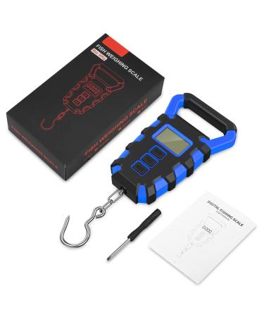 ORIA Digital Fishing Scale with Ruler - 110lb/50kg Waterproof Luggage Scale with Measuring Tape and Backlit LCD Display - Blue - Buy Online on GoSupps.com