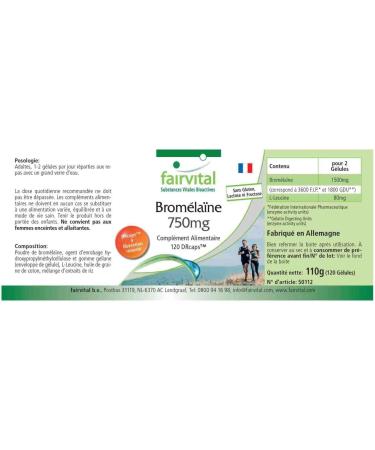 Fairvital | Bromelain 750mg - Highly dosed - VEGAN - 120 capsules - Pineapple Enzyme - Bromelain - Buy Online on GoSupps.com