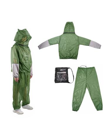 Pamir Mosquito Net Suit-Jacket Hood& Pants Light-Weight& Breathable Mesh Clothing for Men& Women Ideal for Fishing Hiking Camping