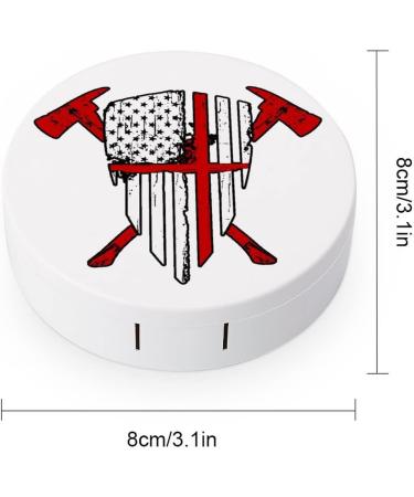 Firefighter Red Line American Flag1 Round Case For Contact Lens Kit Storage Box with Mirror Printed - Buy Online on GoSupps.com