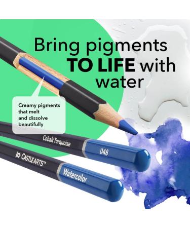 Castle Art Supplies 72 Watercolor Pencils Set - Vibrant Pigments for Blending, Drawing, and Painting | Ideal for Adults, Hobbyists, and Professionals | Presented in Tin Box for Protection and Organization - Buy Online on GoSupps.com