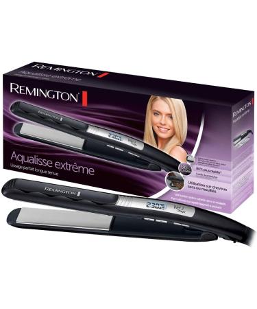 Remington Hair smoothing Aquisse S7202 application on wet and dry hair high -quality ceramic coating narrow and extra long styling plates storage bags black/silver 110mm wet2straight single