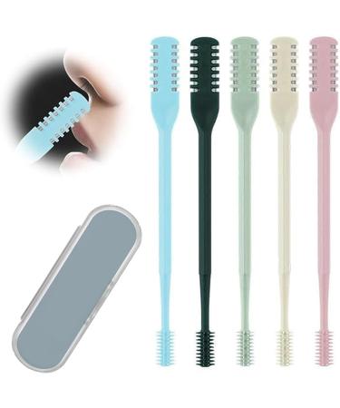 Nasal Hair Cutter Nasal Hair Razor Cutter Double Sided Nose Hair Knife 360 Rotating Nose Hair Trimmer Nostril Hair Remover Tool Nose Hair Trimmer with Ear Picker (5PC) Pink
