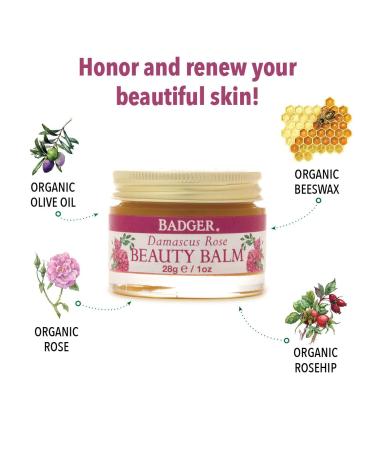 Buy Badger Company Organic Beauty Balm - Damascus Rose 1 oz | Natural Skin Care - Buy Online on GoSupps.com