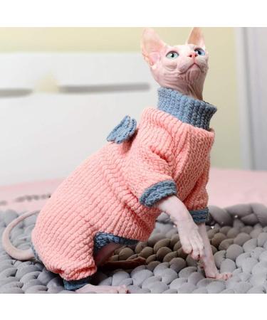 Rayminsino Sphynx Cat Clothing | Elastic Four-Legged Kitten Outfit | Medium Pink Home Wear - Buy Online on GoSupps.com