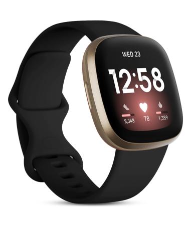 Odbeai Compatible for Fitbit Sense&Sense2 Bands/Fitbit Versa 3&4 Bands Women Men,Soft Replacement Wristbands Sport Band Strap Accessories for Fitbit Versa 3&4/Sense&Sense2 Smart Watch(Large, Black) Large 7.1"-8.7" Black