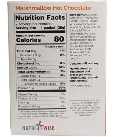 NutriWise Marshmallow Hot Chocolate - High Protein Gluten Free Low Carb Drink (7/Box) - Buy Online on GoSupps.com