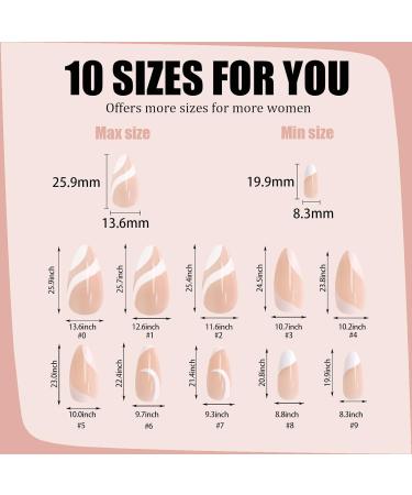 LADYING 24 Pcs Almond Short False Nails | White Swirl French Press On Nails | Trendy Oval Stick On Nails for Women - Buy Online on GoSupps.com