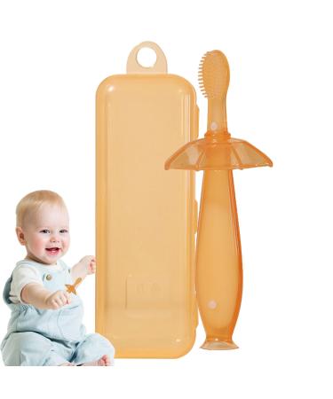 Toddler training toothbrush soft silicone toothbrush for children 2-in-1 toothbrush and bite ring deep clean bite brush resistant to chewing gift for children boys and anulely