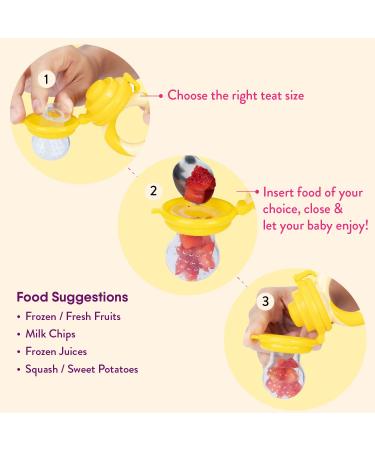 NatureBond Baby Food Feeder Pacifier (2 Pack) - Teething Toy Teether | Includes Silicone Sacs in Peach Pink and Lemonade Yellow - Buy Online on GoSupps.com