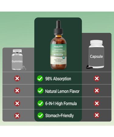 Liposomal L-lysine 1000MG Liquid Drops Lysine Supplement for Women & Kids with Vitamin C B6 D3 B12 & Zinc Gluconate Skin & Lip Health Immune & Collagen Production Support Lemon Flavor 2 fl oz 2 Fl Oz (Pack of 1) - Buy Online on GoSupps.com