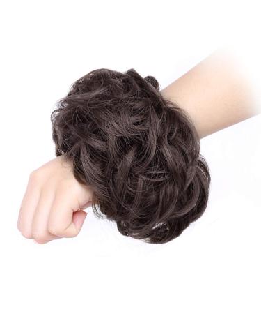 MORICA Messy Hair Bun Scrunchie Extension in Dark Brown - Women's Curly Wavy Synthetic Chignon Updo Hairpiece - Buy Online on GoSupps.com