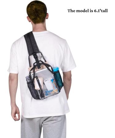 Mildbeer Clear Stadium Sling Backpack | Small Transparent Bag for Concerts & Festivals | Stadium Approved Purse for Men & Women - Black - Buy Online on GoSupps.com