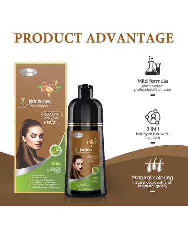 Natural Hair Dye Shampoo 3 in 1 | Vegan Ammonia-Free Gray Hair Coverage | Light Brown Hair & Beard Color for Women & Men - Buy Online on GoSupps.com