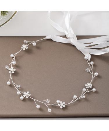 Hair Vine Crystal Headband Pearl Headpiece for Wedding Bride Bridesmaid