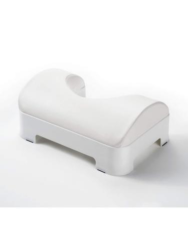 Luxe Comfort Soft & Ergonomic Toilet Footstool with Removable Soft Foam Cushion and Waterproof PU Leather Slipcover, Adjustable 5-7 Inch Height, White