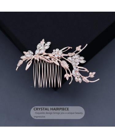 Ipetboom 1 Pc Hair Side Combs Flower Crystal Bride Wedding Hair Comb Hair Accessories Gold Rhinestone Hair Comb Clips with Teeth Combs for Wedding (Golden) - Buy Online on GoSupps.com