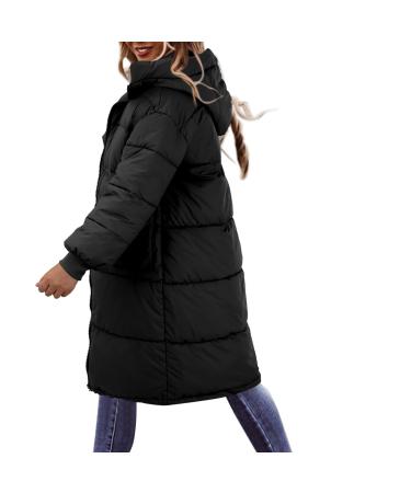 Winter jacket women women winter single -colored long -arms fleece jacket with hooded warm winter parka cuddly jacket ladies fluffy jacket ladies winter elegant winter jacket ladies warm waterproof black m
