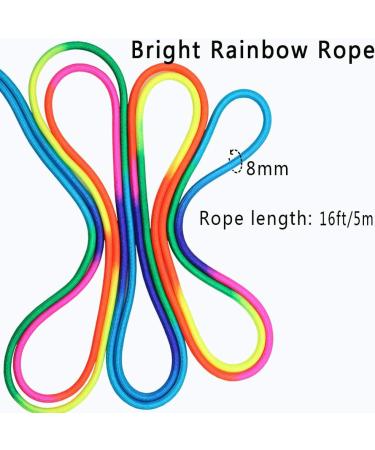 16ft Kids Jump Rope 2 Pack - Adjustable Double Dutch Skipping Rope with Wooden Handle - Rainbow Jumping Rope for Outdoor Fun and School Sports - Buy Online on GoSupps.com