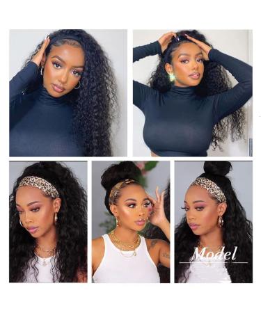 NICMISS 16 Inch Deep Wave Headband Wig | Brazilian Virgin Human Hair | Natural Black Color | 150% Density | Glueless Wear and Go Wig for Black Women - Buy Online on GoSupps.com