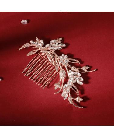 Ipetboom 1 Pc Hair Side Combs Flower Crystal Bride Wedding Hair Comb Hair Accessories Gold Rhinestone Hair Comb Clips with Teeth Combs for Wedding (Golden) - Buy Online on GoSupps.com