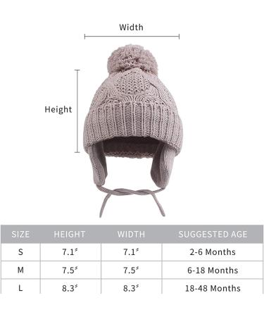 Pesaat Knitted Baby Winter Beanie with Earflap and Pompom | Fleece Lined Infant Toddler Hat for Boys and Girls (6-12 Months, Grey) - Buy Online on GoSupps.com