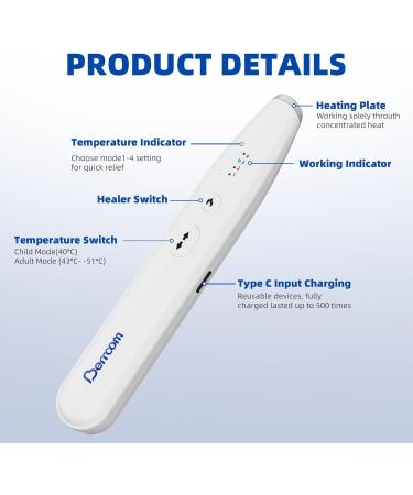 Berrcom Insect Sting & Bite Relief | Chemical-Free Treatment for Itching & Swelling | Rechargeable Bug Bite Healer for Mosquito Bites - Shop Internationally - Buy Online on GoSupps.com