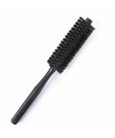 Wild boar bristle hair brush 3.2cm small mini round brush to blow-dry roller hair brush with natural wood handle curling brush for women beard brush for men (black) - Buy Online on GoSupps.com