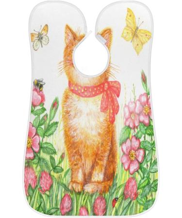 Beard Bib Apron - Waterproof Hair Catcher for Men | Non-Stick Grooming Cape with Cat Butterflies Flowers Design - Buy Online on GoSupps.com