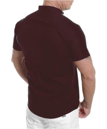 MIUERSA Men's Summer Ice Silk Short Sleeve Shirt - Wine, Medium - Buy Online on GoSupps.com
