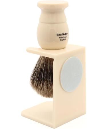Edwin Jagger 1EJ877SDS Best Dachs Razor Brush with Stand - Imitation Ivory for Shaving Cream & Soap | Premium Men's Grooming Tool - Buy Online on GoSupps.com