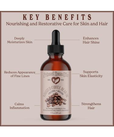 Natural Born Oils Roasted Coffee Bean Oil 4oz Organic Cold-Pressed High in Antioxidants Perfect for Skin Nourishment Hair Vitality - Buy Online on GoSupps.com