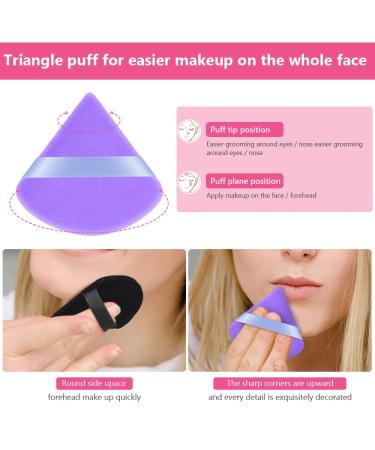 Auauy 6 PCS Triangle Makeup Powder Puffs - Washable & Reusable Blend Tool for Loose Powder & Foundation - Black & Violet Sponges - Buy Online on GoSupps.com