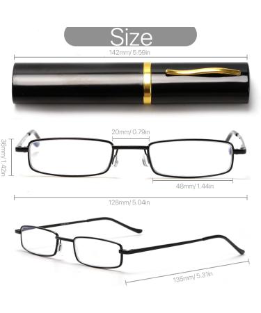 VANANA Slim Pocket Reading Glasses - Blue Light Blocking Lens Compact Magnifying Readers Unisex Pack of 2 (Black 3.0x) - International Shipping Available - Buy Online on GoSupps.com
