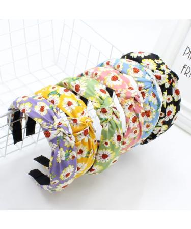 scicent Women's Fashion Headbands 3 Pieces Daisy Flower Printed Fabric Hairbands Elastic Knot Head Band Fashion Hair Accessories Hair Bands for Girls 11004 - Buy Online on GoSupps.com