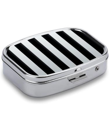 Portable Black and White Striped Pill Box | 2 Compartment Medicine Organizer for Pocket & Purse - Stylish & Decorative - Buy Online on GoSupps.com
