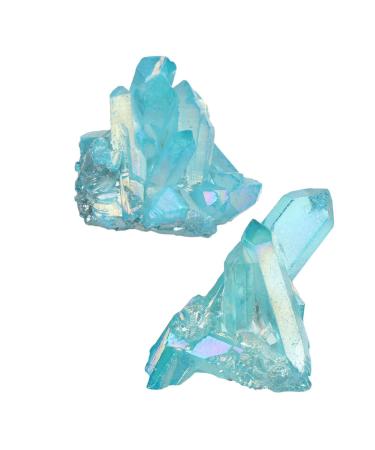 Crystals and Stones Aura Blue Quartz Crystal Cluster Natural Rose Quartz Specimen Reiki Stone Electroplated Aura Coating Gift ERTEYIN (Color : Light Blue Size : 1pc) 1pc Light Blue