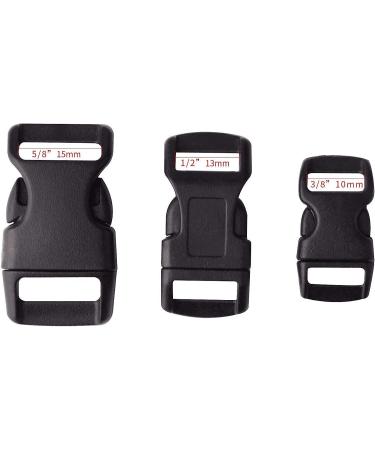 60pcs Black Plastic Contoured Side Release Buckles for Paracord Bracelets - 5/8, 1/2, 3/8 inch (20 Each) - Buy Online on GoSupps.com