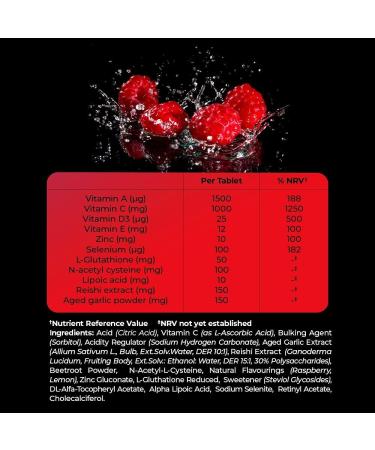 Tonic Health Immunity Effervescent Tabs - 11-in-1 Vitamins, Minerals & Phytonutrients - Vegan, No Sugar - Raspberry & Lemon Flavor - 20 Servings - Buy Online on GoSupps.com