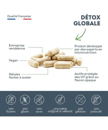 Global Detox - Liver Slimming Digestive Health Healthy Skin - Milk Thistle Artichoke Burdock - 7 Natural Active Ingredients - 90 Capsules - 3 Months - Vegan - Made in France Vitavea - Buy Online on GoSupps.com