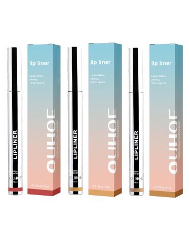 Lip Liner Pencil,Long Lasting Lip Stain, Peel-Off Lip Liner Tattoo, Waterproof, Transfer-Proof, Highly Pigmented Lip Liner Stain,For All Skin Types (3 Colors)