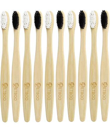 ECOETBOO Bamboo Toothbrushes 10 Pack - Medium Bristles, Organic Wooden, Biodegradable - Family Travel Set - Buy Online on GoSupps.com