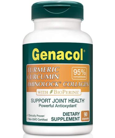 Genacol Turmeric Curcumin Collagen Supplement with 95% Curcuminoids, Black Pepper & AminoLock | 90 Capsules | Supports Healthy Joints - Buy Online on GoSupps.com