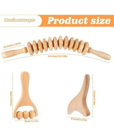 Toatelu 3-Piece Wooden Massage Roller Set | Fascia Roll Scooter with Handle & Gua Sha Tool for Neck Legs & Back Therapy - Buy Online on GoSupps.com